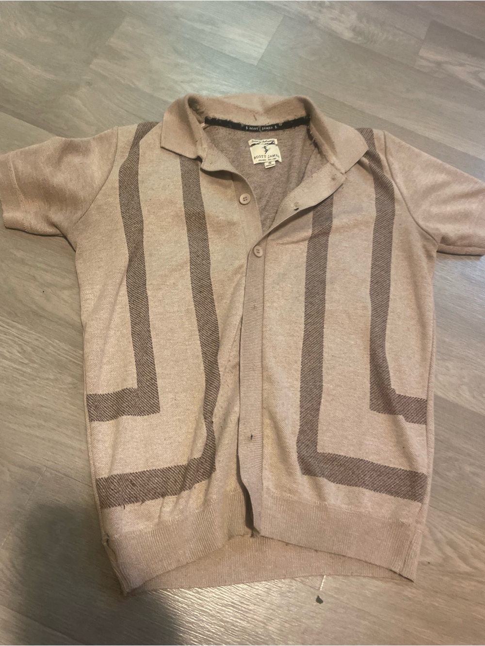 Short-Sleeve Button Knit Shirt in Light Brown by Rootie Jeans